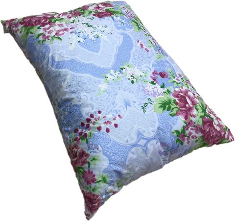 Подушка тик 50х70 голубая цветы
