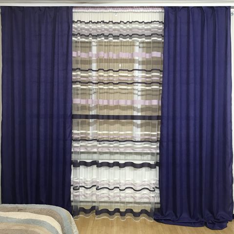 Готовые шторы с тюлью №358 фиолетовый