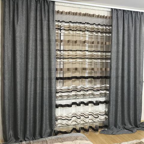 Готовые шторы с тюлью №358 серый