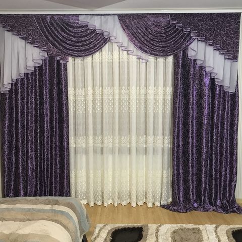 Комплект готовых штор с ламбрекеном №371 фиолетовый