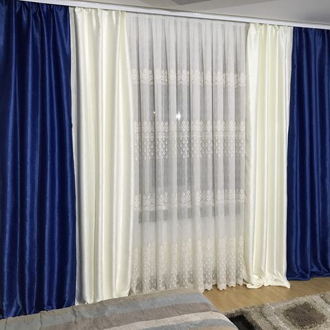 Готовые шторы Софт мраморный №406 синий+крем