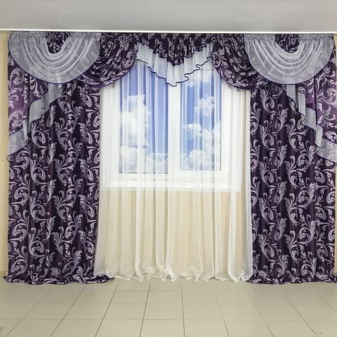 Комплект штор с ламбрекеном № 243 фиолетовый