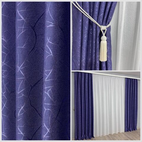 Готовые шторы Лён-блекаут М17 Битое стекло Фиолетовый
