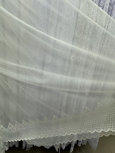 Бамбуковая тюль с шикарной вышивкой №2603 для зала, гостинной айвори