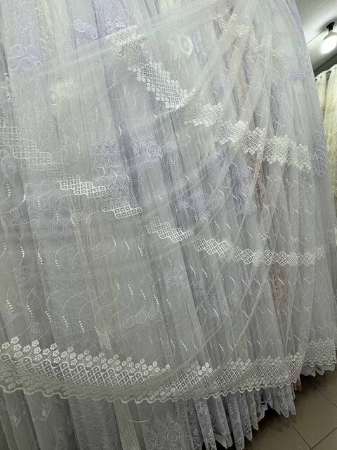 Качественный фатиновый тюль с вышивкой №8037 айвори