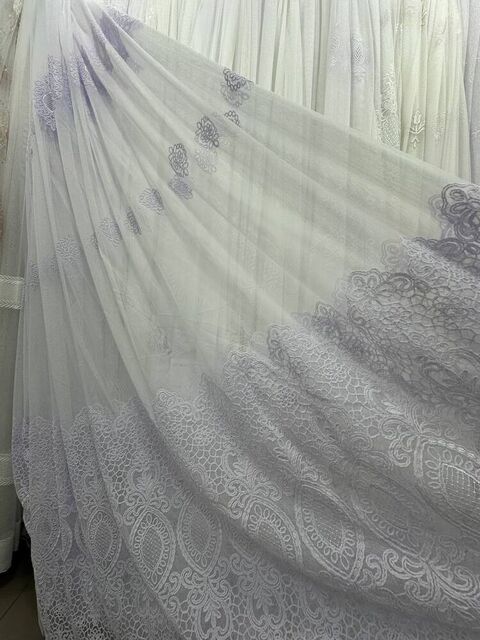 Бамбуковая тюль с шикарной шиниловой вышивкой №116709 для зала, гостинной