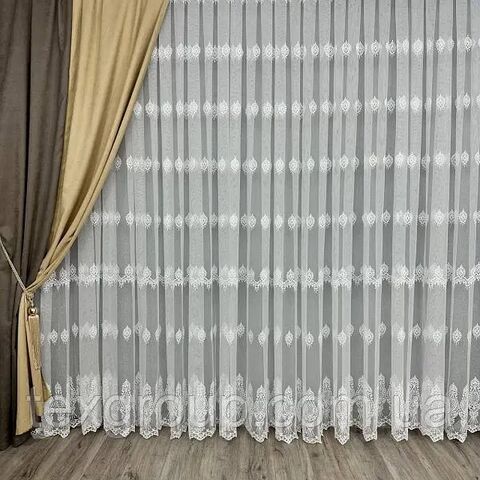 Тюль грек-сетка с вышивкой №12382 для спальни, гостинной белая
