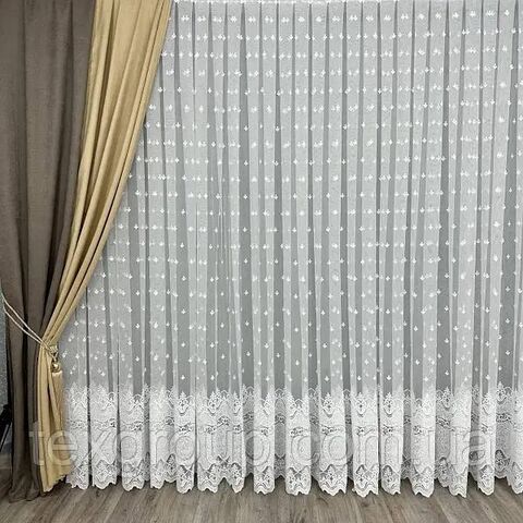 Тюль грек-сетка с вышивкой №12368 для спальни, гостинной 