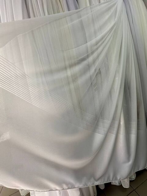 Тюль бамбук з смужкою ТВ115 біла