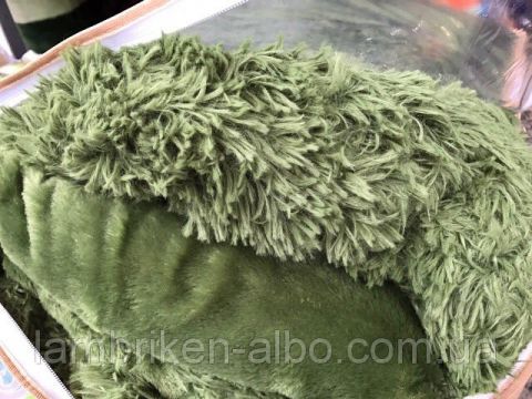 Плед-одеяло меховое Мишки Травка с наполнителем халофайбер 200*230 зелёный