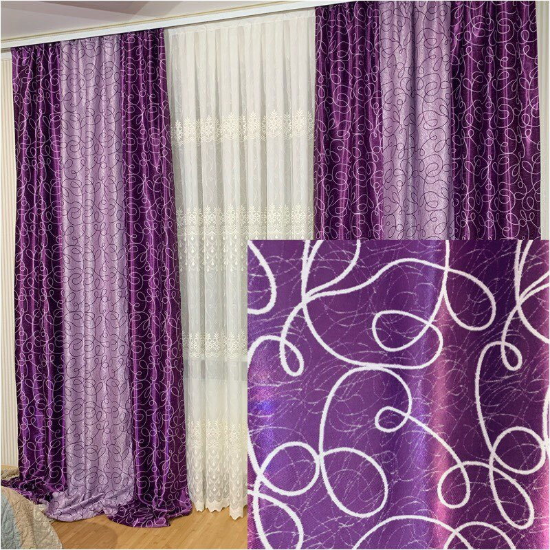 Готовые шторы Блекаут Перевёртыш №389 фиолетовый