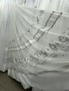 Тюль бамбук з вишивкою Keten 12-02 білий з сірим