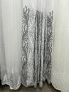 Бамбукова тюль з шикарною вишивкою №5010 у вітальню, спальню біла з сірим